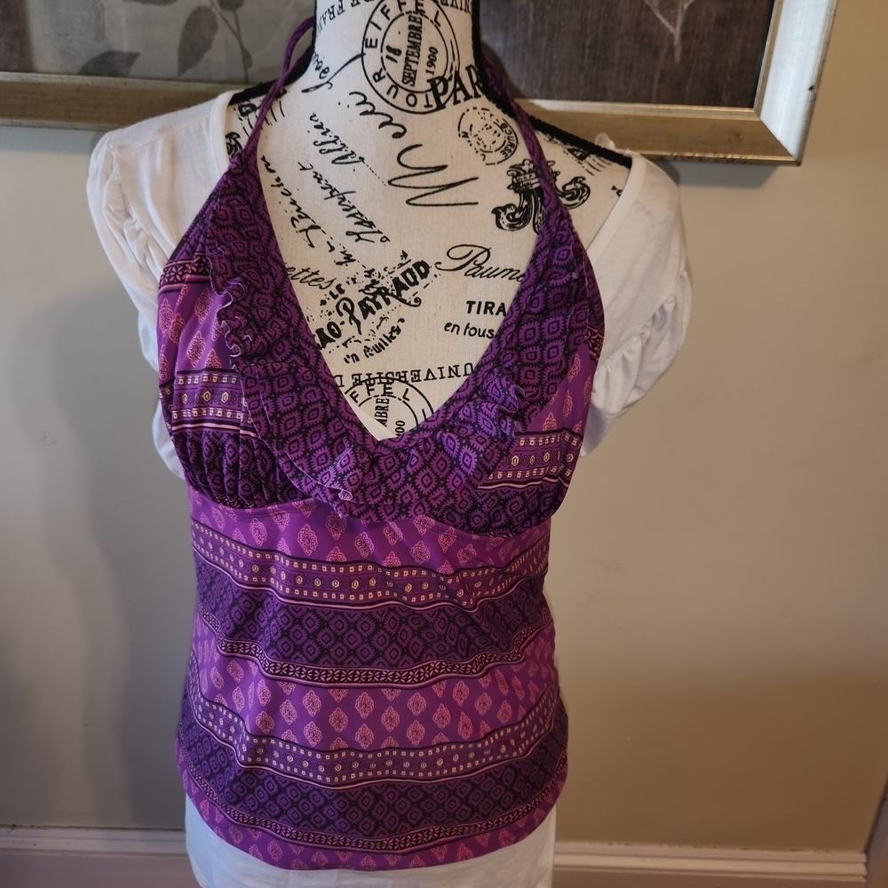 Old Navy Purple Patterned Women's Swim Top